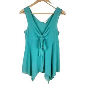 Sweet Pea Stacy Frati Tie Front Asymmetric Mesh Tank Top Womens Size M Y2K Retro